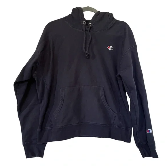 Champion large Reverse Weave blue hoodie pullover pocket long sleeve sweater - Picture 1 of 8